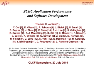 SCEC Application Performance and Software Development