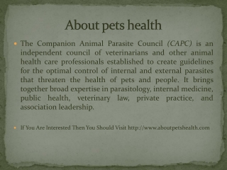 About pets health