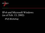 IPv6 and Microsoft Windows as of Feb. 13, 2002
