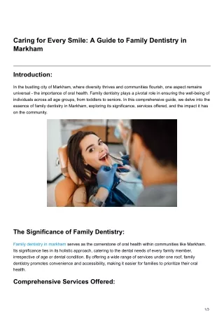 Caring for Every Smile A Guide to Family Dentistry in Markham