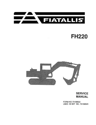 FiatAllis FH220 Excavator Service Repair Manual