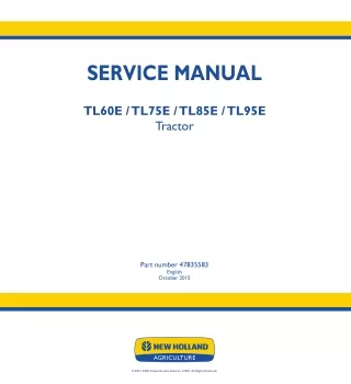 New Holland TL85E Tractor Service Repair Manual