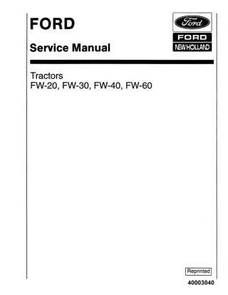 Ford New Holland FW20 Tractor Service Repair Manual