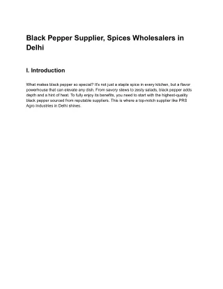 Black Pepper Supplier, Spices Wholesalers in Delhi