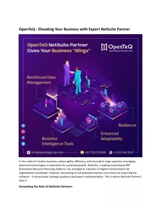 OpenTeQ : Elevating Your Business with Expert NetSuite Partner