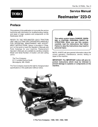 Toro Reelmaster 223-D Mower Service Repair Manual
