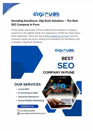 Digi Rush Solutions – The Best SEO Company in Pune