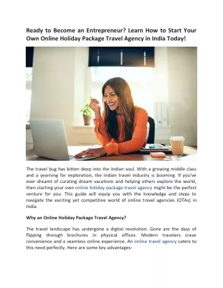 How to Start Your Own Online Holiday Package Travel Agency in India Today