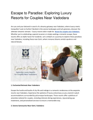 Escape to Paradise_ Exploring Luxury Resorts for Couples Near Vadodara