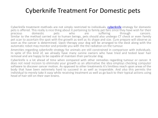 Cyberknife Treatment For Dogs and cats