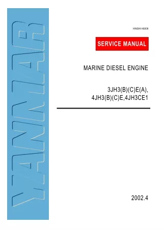 Yanmar 4JH3CE1 Marine Diesel Engine Service Repair Manual