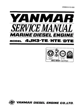 Yanmar 4JH3-THE Marine Diesel Engine Service Repair Manual