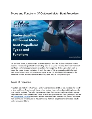 Types and Functions  Of Outboard Motor Boat Propellers