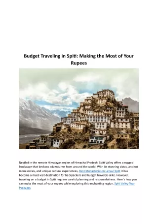 Budget Traveling in Spiti Making the Most of Your Rupees