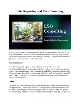 ESG Reporting and ESG Consulting