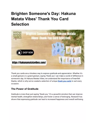 Brighten Someone's Day_ Hakuna Matata Vibes' Thank You Card Selection