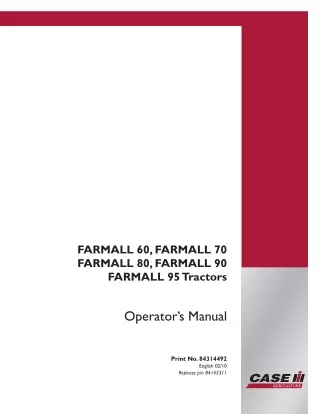 Case IH Farmall 60 Farmall 70 Farmall 80 Farmall 90 Farmall 95 Tractors Operator’s Manual Instant Download (Publication