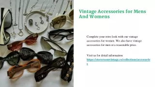 Vintage Accessories for Women - Men’s Vintage Accessories