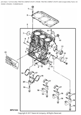 John Deere 3203 Compact Utility Tractor Parts Catalogue Manual (PC9583)