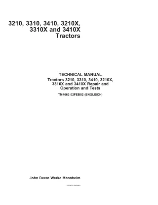 John Deere 3210X Tractor Service Repair Manual (tm4663)