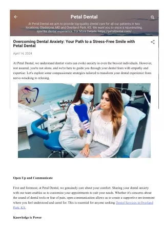 Overcoming Dental Anxiety: Your Path to a Stress-Free Smile with Petal Dental