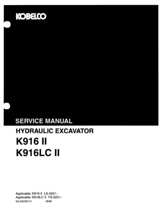 KOBELCO K916-II HYDRAULIC EXCAVATOR Service Repair Manual