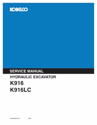 KOBELCO K916LC HYDRAULIC EXCAVATOR Service Repair Manual