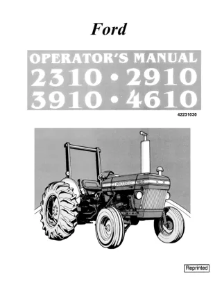 Ford 2310 2910 3910 4610 Tractors Operator’s Manual Instant Download (Publication No.42231030)