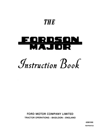 Ford Fordson Major Tractor Operator’s Manual Instant Download (Publication No.42881000)
