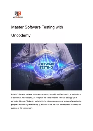 Master Software Testing with Uncodemy
