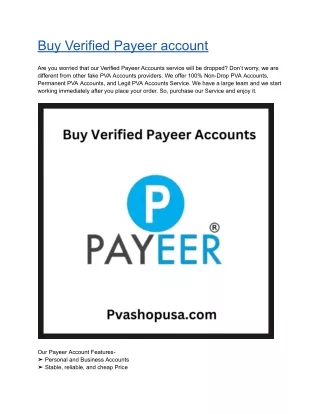 Buy Verified Payeer account