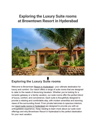 Luxury resort  in Hyderabad | Browntown Resort