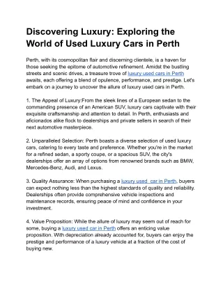 _Used Luxury Cars in Perth