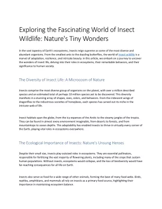 Exploring the Fascinating World of Insect Wildlife