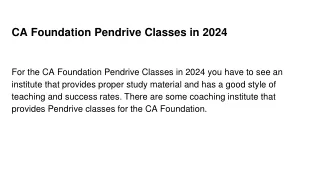 CA Foundation Pendrive Classes in 2024
