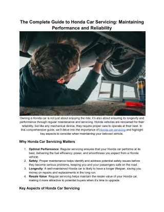 The Complete Guide to Honda Car Servicing_ Maintaining Performance and Reliability