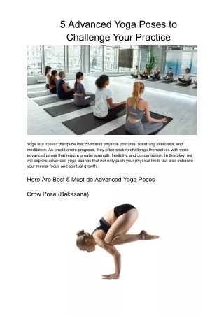 5 Advanced Yoga Poses to Challenge Your Practice