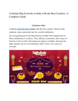 Celebrate Big Festivals in India with the Best Crackers