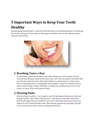 5 Important Ways to Keep Your Teeth Healthy