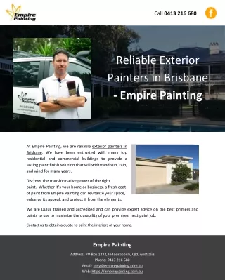 Reliable Exterior Painters in Brisbane - Empire Painting