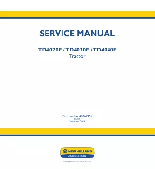 New Holland TD4030F Tractor Service Repair Manual Instant Download
