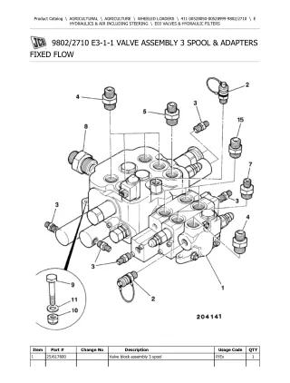 JCB 411 Wheeled Loader Parts Catalogue Manual (Serial Number 00528050-00528999)