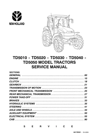 New Holland TD5010 Tractor Service Repair Manual Instant Download