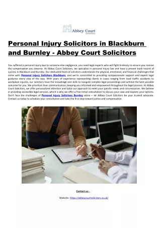 Personal Injury Solicitors in Blackburn and Burnley - Abbey Court Solicitors