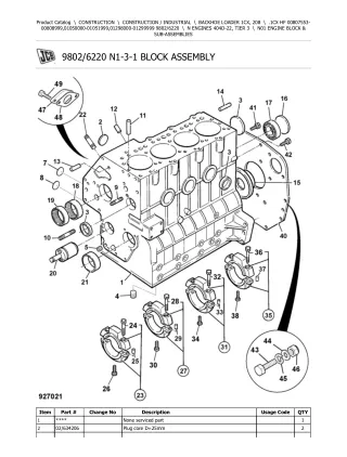JCB 1CX HF BACKHOE LOADER Parts Catalogue Manual (Serial Number 01050000-01051999)