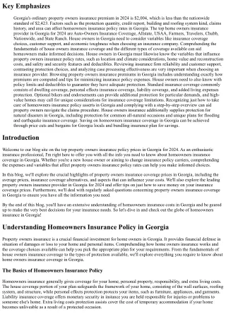Georgia Homeowners Insurance Policy: A Comprehensive Guide to Expenses