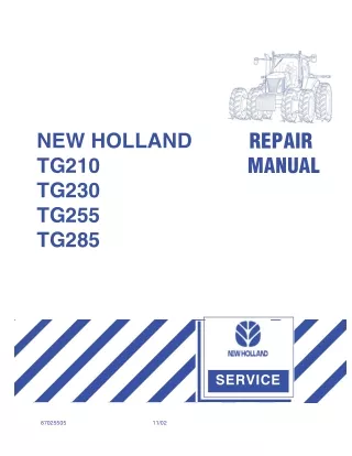 New Holland TG210 Tractor Service Repair Manual Instant Download