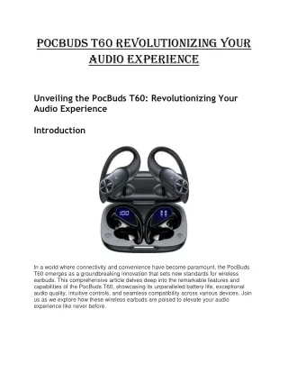 PocBuds T60 Revolutionizing Your Audio Experience