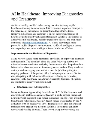 AI in Healthcare: Improving Diagnostics and Treatment