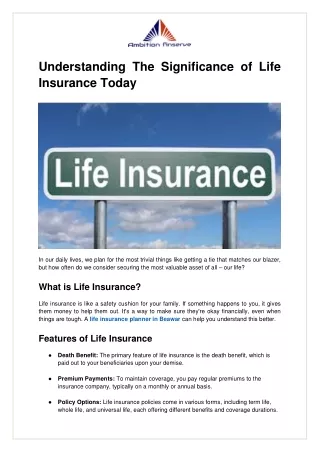 Understanding The Significance of Life Insurance Today